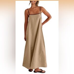 Tan Linen Maxi Dress